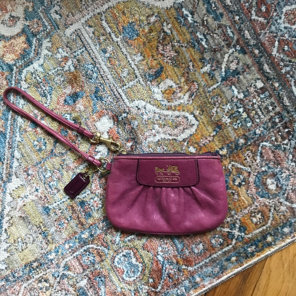 Coach Fuchsia Leather Wristlet